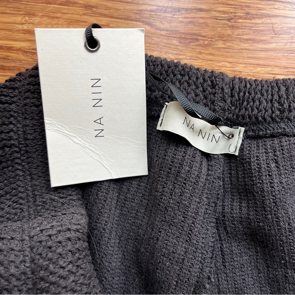 Na Nin Chloe Knit Ribbed Shorts Faded Black Sz Medium NWT - Picture 8 of 10